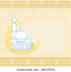 artistic pattern background with moon and mosque