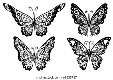 Artistic pattern with butterflies, suitable for a tattoo