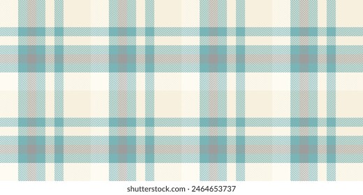 Artistic pattern check texture, podium vector textile background. Punk plaid tartan seamless fabric in beige and cyan color.