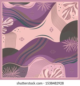 Artistic pattern design for scarf on pink color