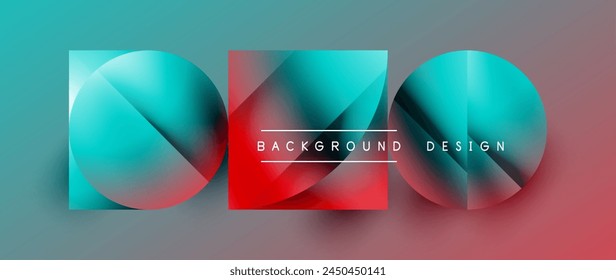 Artistic pattern featuring circles and squares on a gradient background of electric blue and magenta. Perfect for eyewear, jewellery, or body jewelry designs, with a touch of font and petal accents