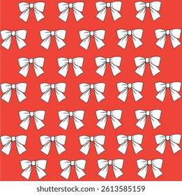  An artistic pattern featuring white ribbons arranged uniformly over a solid red backdrop, ideal for design projects requiring elegance or holiday themed visuals
