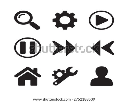 Artistic pattern interface icons with decorative and repetitive silhouette designs