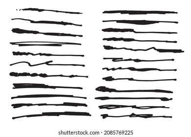 Artistic pen brushes. Hand drawn grunge strokes.