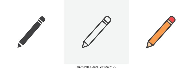Artistic Pencil and Creative Icons. Tools for Sketching, Drawing, and Writing.