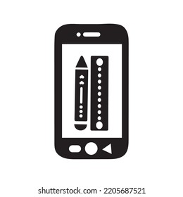 Artistic pencil scale mobile icon | Black Vector illustration |