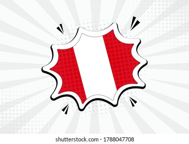 Artistic Peru country comic flag illustration. Abstract flag speech bubble pop art vector background
