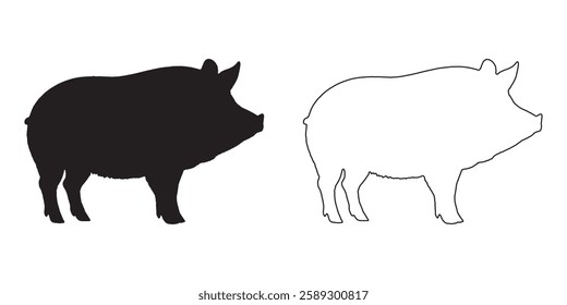 Artistic Pig Silhouette - Clean Pig Outline for Prints
