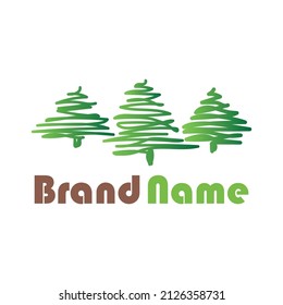 Artistic Pine Tree Logo, vector illustration
