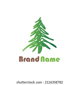 Artistic Pine Tree Logo, vector illustration