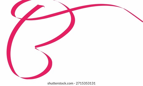 An artistic pink letter B featuring decorative loops and a long sweeping tail