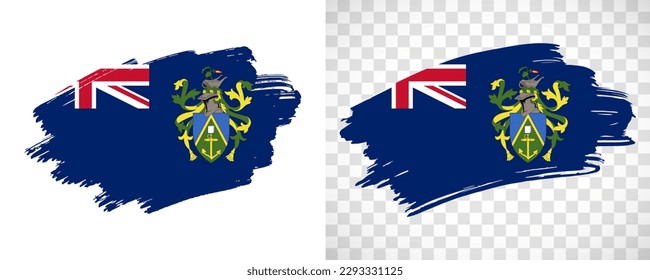 Artistic Pitcairn Islands flag with isolated brush painted textured with transparent and solid background