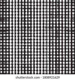 Artistic plaid check seamless patten vector in  black and white. Modern vintage effect fabric texture print design for carpet, rug, flooring, suit,  digital or weaving pattern