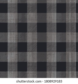 Artistic plaid check seamless patten vector in metallic black and gray . Modern vintage effect fabric texture print design for carpet, rug, flooring, suit,  digital or weaving pattern