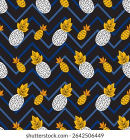 Artistic Pop Pineapples Frenzy Flair Fruit Pattern can be use for background, template, and apparel design