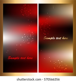 Artistic postcards. Flyers. Invitations. Red, black and gold abstract background.