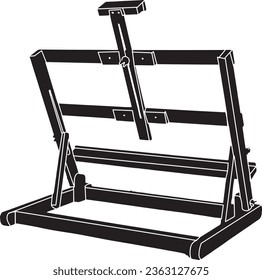 Artistic Presentation Board on a Tripod - Easel Vector Illustration, Canvas on Stand - Isolated Black Easel Vector Icon