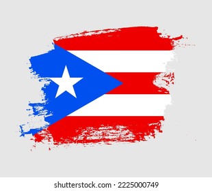 Artistic Puerto Rico national flag design on painted brush concept