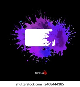 Artistic purple ink splash background, with frame