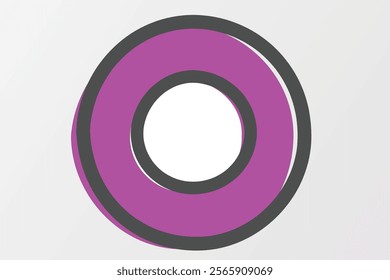 An artistic purple outline record icon. Designed with handrawn style outline style 