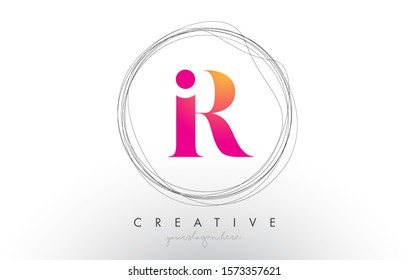 Artistic R Letter Logo Design With Creative Circular Wire Frame around it Vector Illustration.