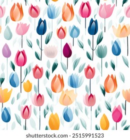 Arco-íris artístico cores branco cinza francês abstrato tulipa flor folha elegante aquarela Projeto escandinavo Padrão sem costura papel de parede cortina cama estofamento pastel tecido fundo vetor