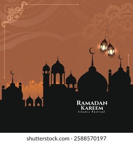 Artistic Ramadan Kareem religious Islamic festival background vector