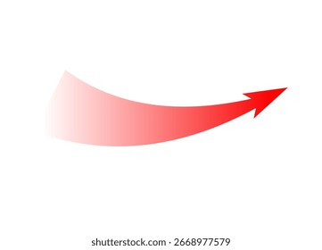 An artistic red arrow with a thick design and bold curve, symbolizing aggression and strategic motion.