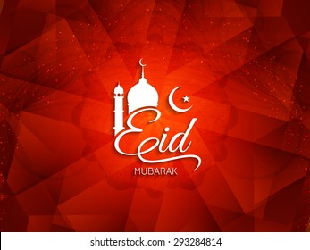 Artistic Red Color Eid Mubarak Islamic Background Design.