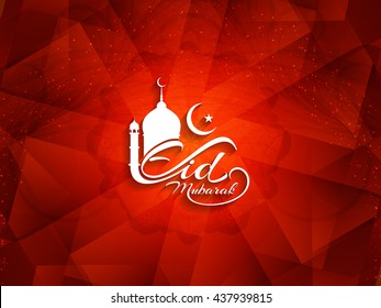 Artistic Red Color Eid Mubarak Islamic Background Design.