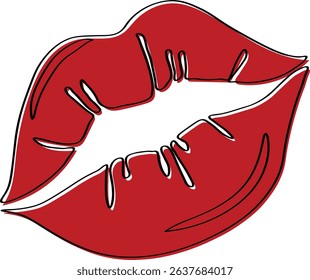 Artistic Red Lips: A Bold Hand-Drawn Kiss	