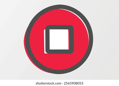 An artistic red outline stop icon. Designed with handrawn style outline style 