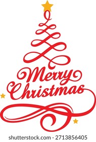 Guión rojo artístico "Navidades alegres" Texto con Clipart de estrella