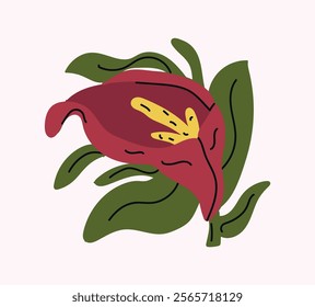 Artistic Red Tulip Hand-Drawn Design