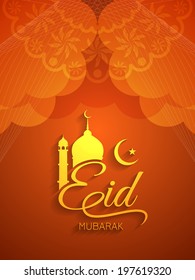 artistic religious background with beautiful text design of Eid Mubarak. vector illustration
