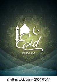 Artistic religious colorful background with beautiful text design of Eid Mubarak. vector illustration