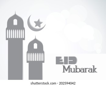 Artistic religious colorful background of Muslim community festival Eid Mubarak concept with mosque 