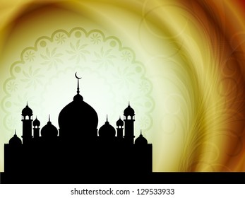 Artistic religious Eid background with mosque. vector illustration