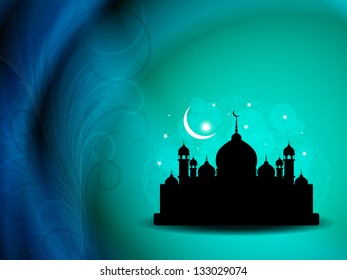 Artistic religious eid background with mosque.
