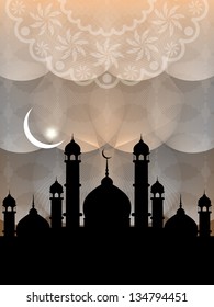 Artistic religious Eid background with mosque. vector illustration