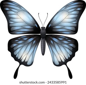 Artistic rendering of a blue-winged butterfly