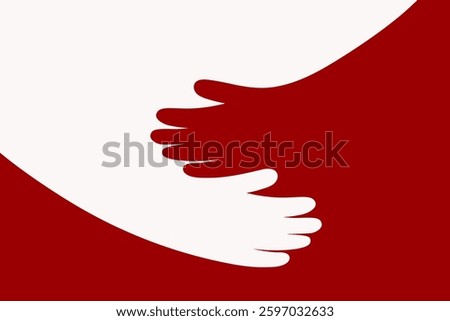 Artistic rendering of a hug, highlighting themes of support, charity, and peace. Great for nonprofit and volunteer organization materials