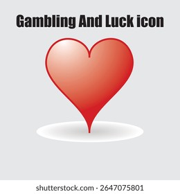 Artistic rendering of a red heart symbol, conveying concepts of luck, gambling, and chance with its abstract design.	
