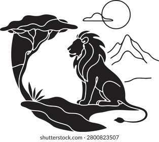 Artistic rendition captures essence of wildlife. A king of the jungle, a symbol of strength and wild, untamed nature.