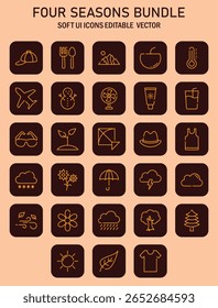Artistic rendition featuring outlined season inspired soft ui icons, conveying the seasonal transition and change