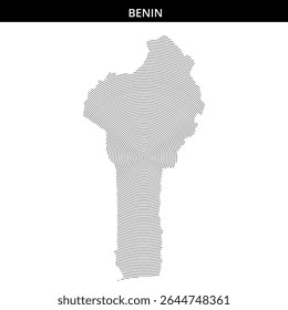 Representação artística do contorno do Benim com padrões circulares.