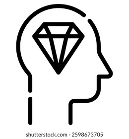 An artistic representation of a brain featuring a diamond, symbolizing intelligence and creativity.