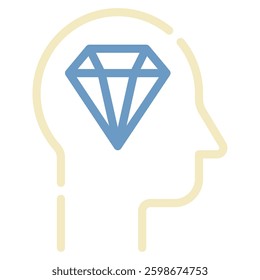 An artistic representation of a brain featuring a diamond, symbolizing intelligence and creativity.