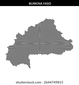 Representação artística das fronteiras de Burkina Faso usando círculos.