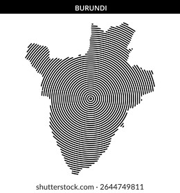 Artistic representation of Burundi with circular line patterns.